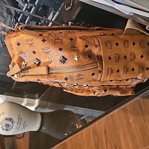 MCM Cognac Backpack with Silver Studs - Picture 3 of 9